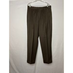 Quiet Luxury Bernini Signature Italy Wool Pants 34 Gray Heritage Pleated Cuffed